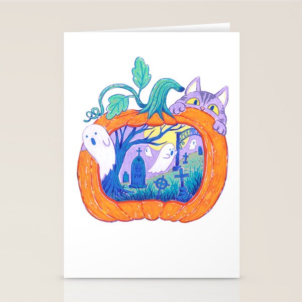 Halloween Pumpkin Graveyard Stationery Card Gallery Image 2