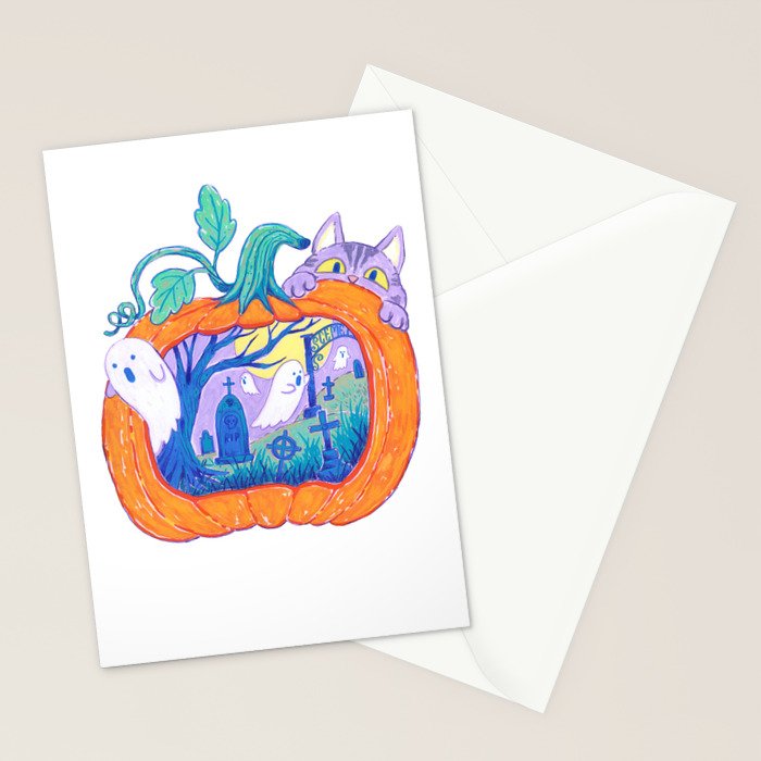 Halloween Pumpkin Graveyard Stationery Card Gallery Image 2