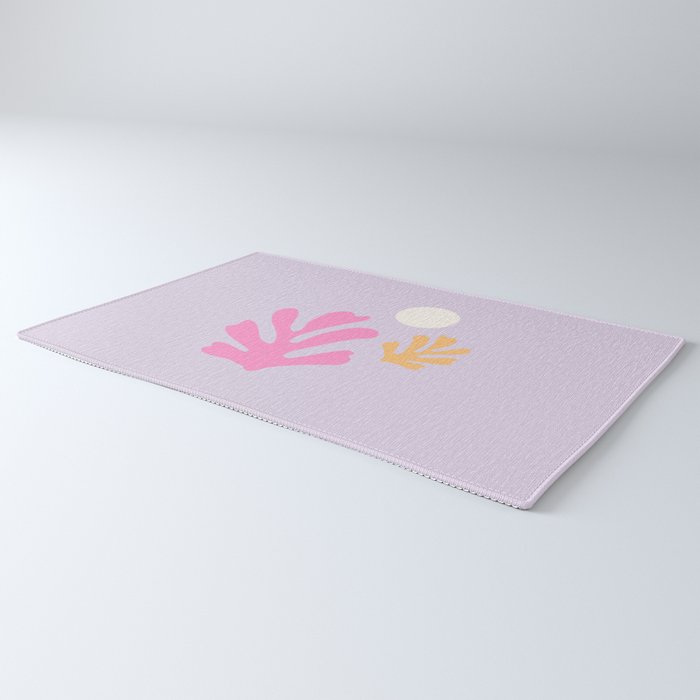 Lavender Abstract Leaves Modern Minimalistic Vintage Cut Outs Rug Gallery Image 3