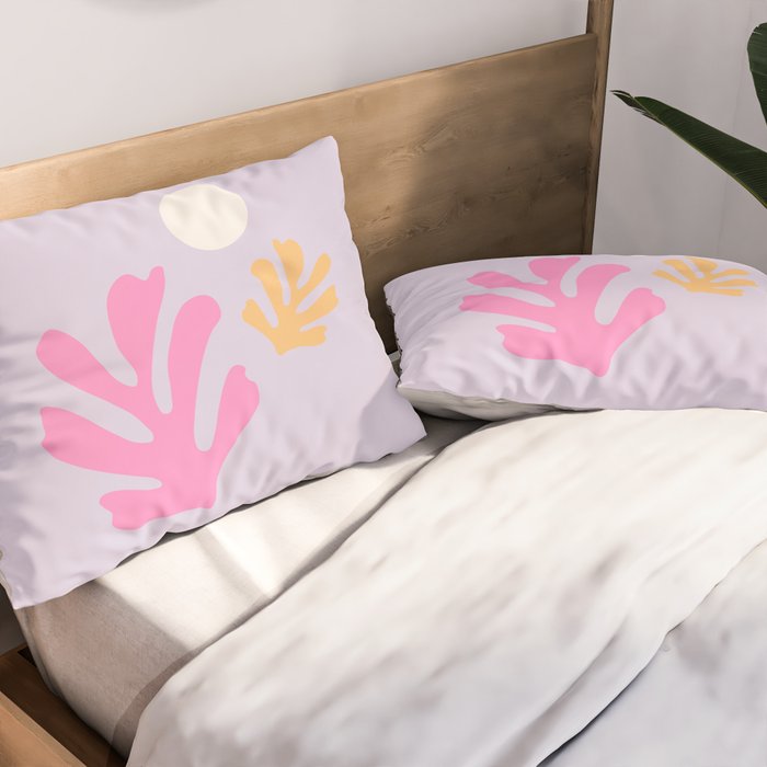 Lavender Abstract Leaves Modern Minimalistic Vintage Cut Outs Pillow Sham Gallery Image 2