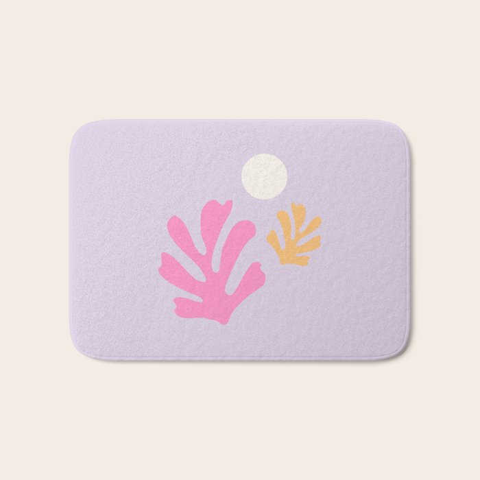 Lavender Abstract Leaves Modern Minimalistic Vintage Cut Outs Bath Mat