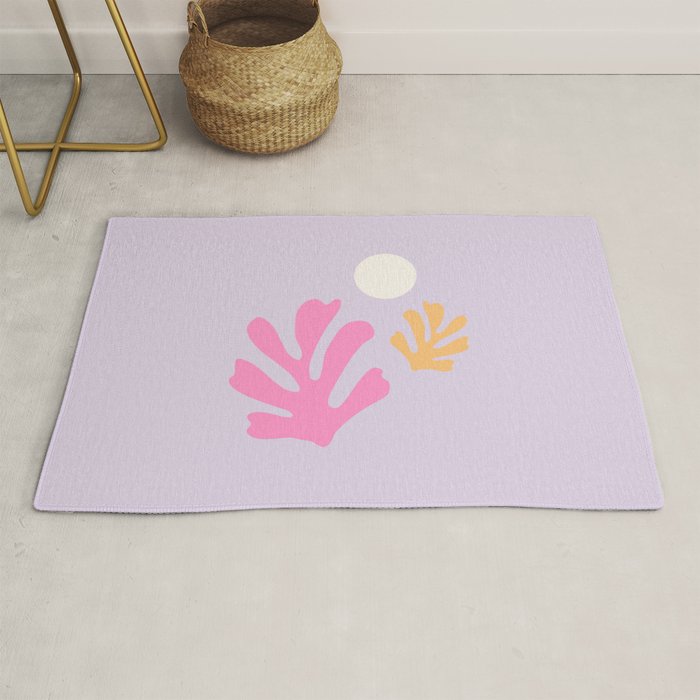 Lavender Abstract Leaves Modern Minimalistic Vintage Cut Outs Rug Gallery Image 1
