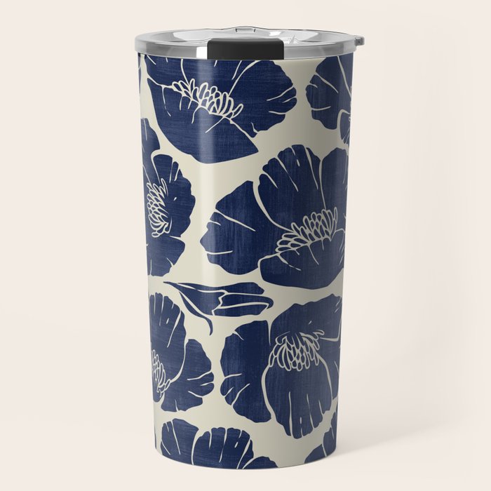 Poppies Indigo Travel Mug Gallery Image 1