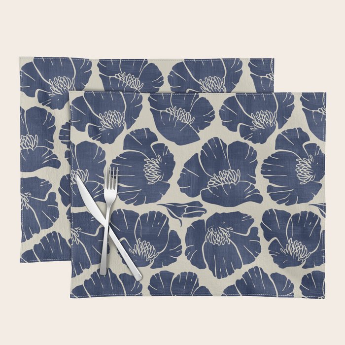 Poppies Indigo Placemat Gallery Image 1