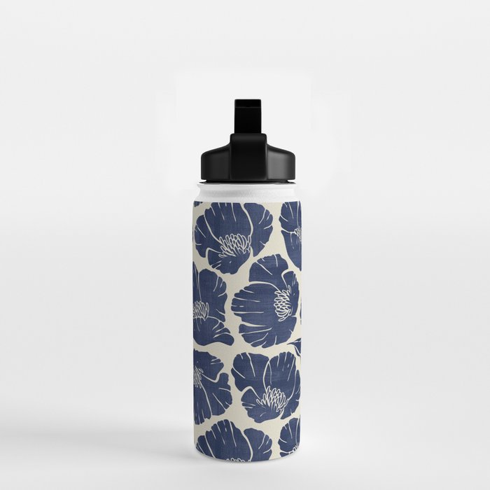 Poppies Indigo Water Bottle Gallery Image 2