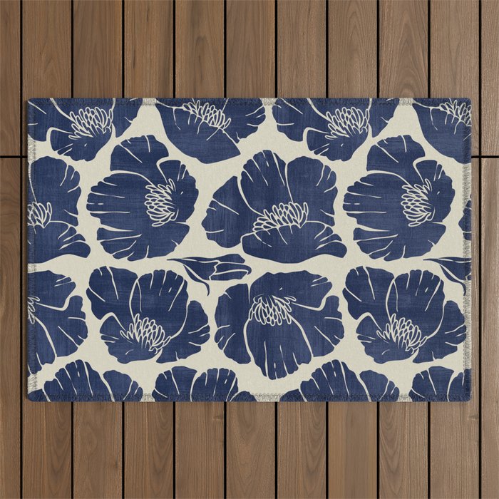 Poppies Indigo Outdoor Rug Gallery Image 1