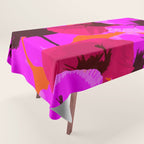 Pink And Red Poppies On A Orange Background - Summer Juicy Color Palette Retro Mood #decor #society6 Tablecloth Gallery Image 1