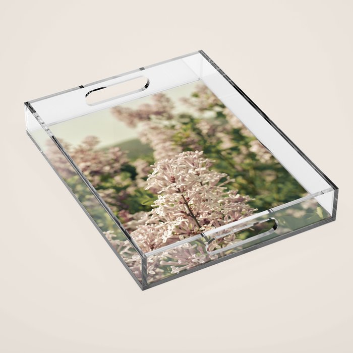 Lilac Flowers Botanical Photograph Acrylic Tray Gallery Image 1