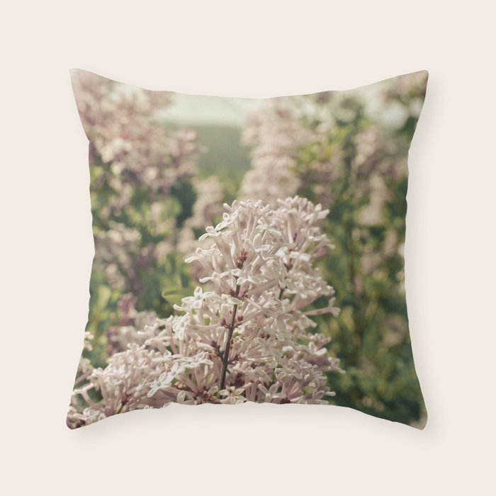 Lilac Flowers Botanical Photograph Throw Pillow Gallery Image 1