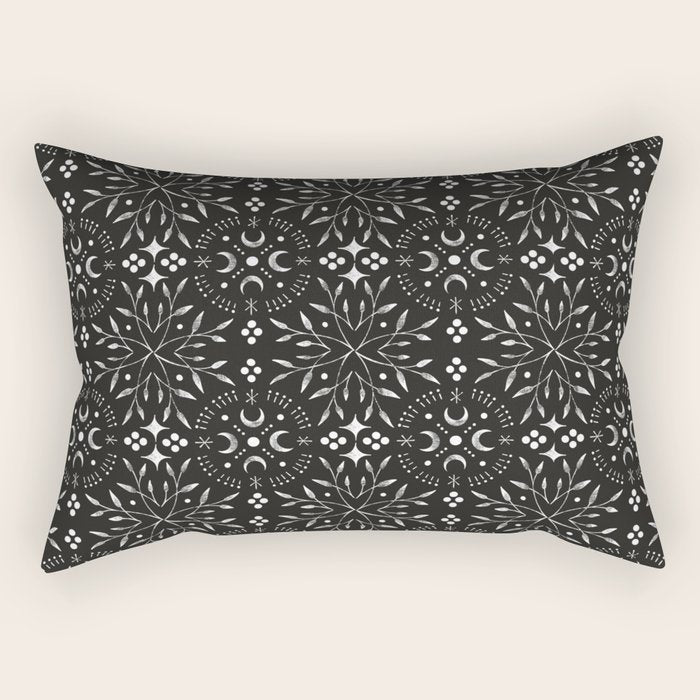 Mystical mosaic lunar phases BN Rectangular Pillow Gallery Image 1