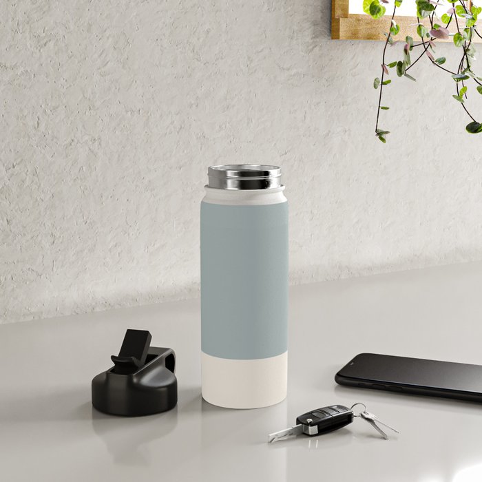 Minimalist Solid Color Block in Light Blue-Gray and Cream  Water Bottle Gallery Image 4