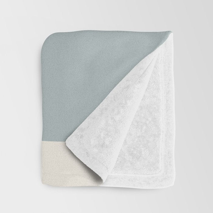 Minimalist Solid Color Block in Light Blue-Gray and Cream  Throw Blanket Gallery Image 3