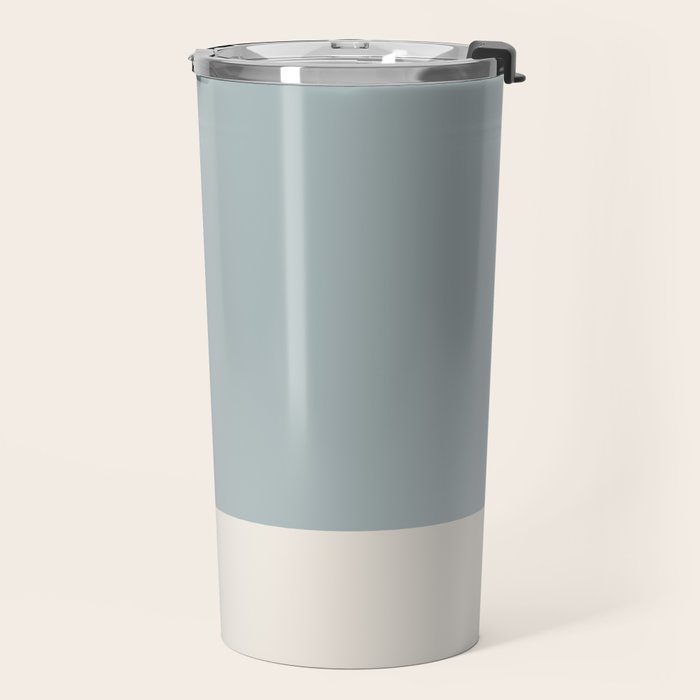 Minimalist Solid Color Block in Light Blue-Gray and Cream  Travel Mug Gallery Image 2