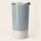Minimalist Solid Color Block in Light Blue-Gray and Cream  Travel Mug Gallery Image 2