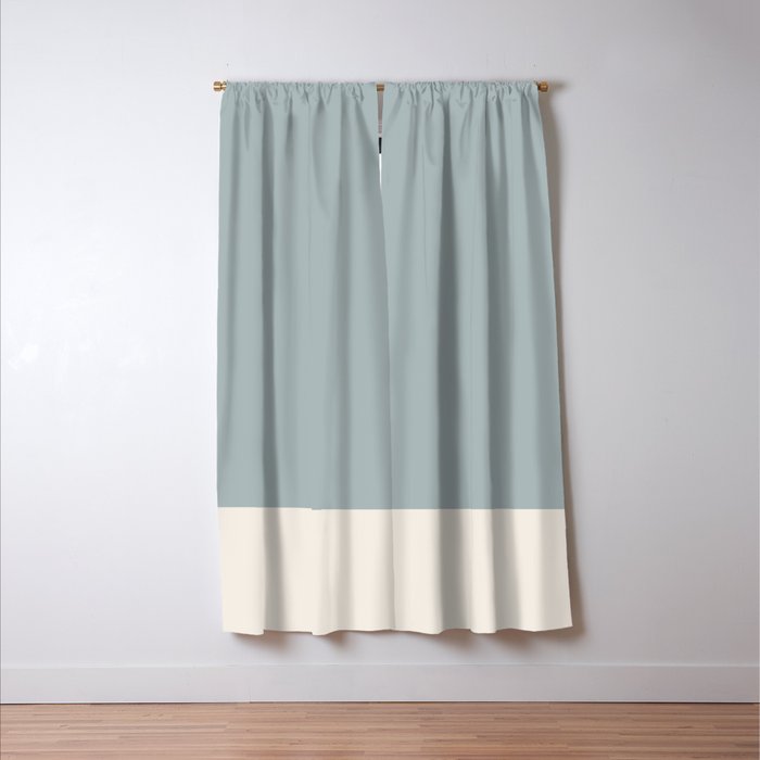 Minimalist Solid Color Block in Light Blue-Gray and Cream  Window Curtain Gallery Image 3