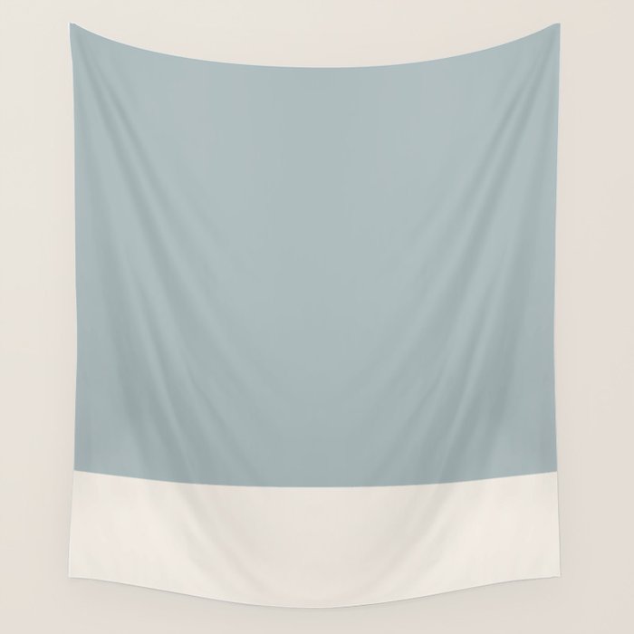 Minimalist Solid Color Block in Light Blue-Gray and Cream  Wall Tapestry Gallery Image 1
