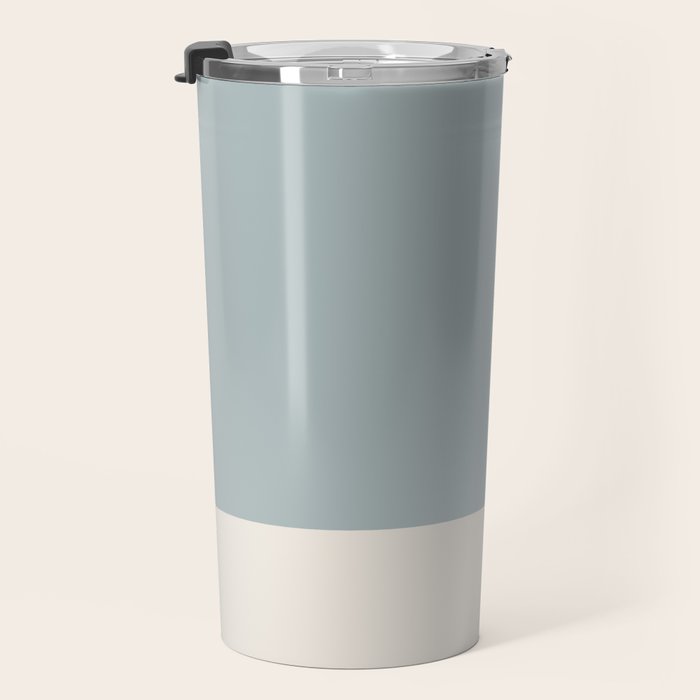 Minimalist Solid Color Block in Light Blue-Gray and Cream  Travel Mug Gallery Image 3