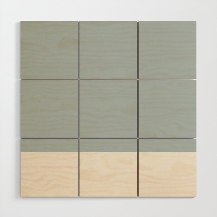 Minimalist Solid Color Block in Light Blue-Gray and Cream  Wood Wall Art Gallery Image 1