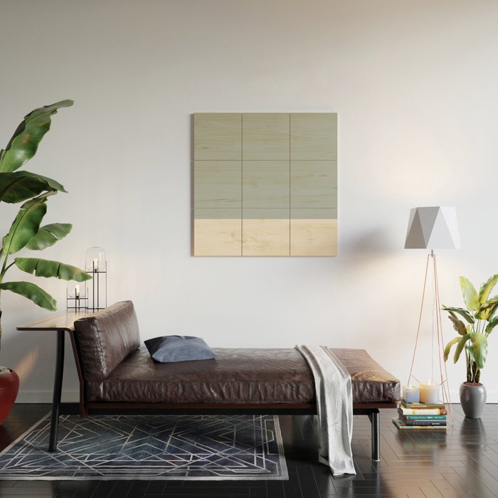Minimalist Solid Color Block in Light Blue-Gray and Cream  Wood Wall Art Gallery Image 2