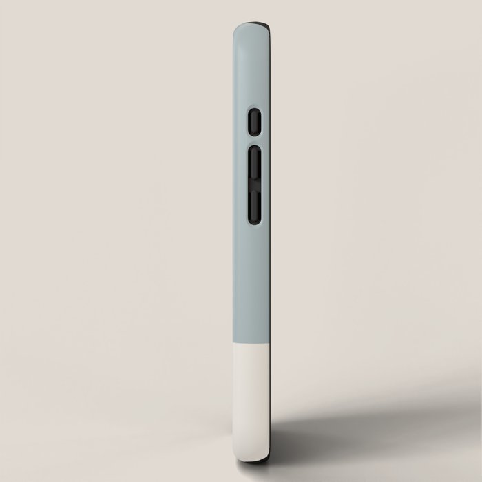 Minimalist Solid Color Block in Light Blue-Gray and Cream  iPhone Case Gallery Image 2