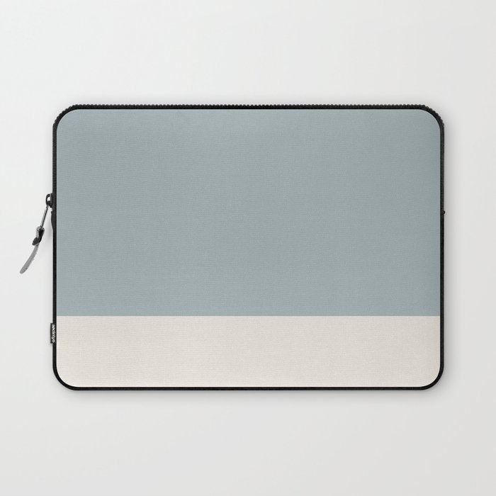 Minimalist Solid Color Block in Light Blue-Gray and Cream  Laptop Sleeve Gallery Image 1