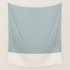Minimalist Solid Color Block in Light Blue-Gray and Cream  Wall Tapestry Gallery Image 4