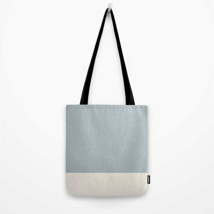 Minimalist Solid Color Block in Light Blue-Gray and Cream  Tote Bag Gallery Image 2