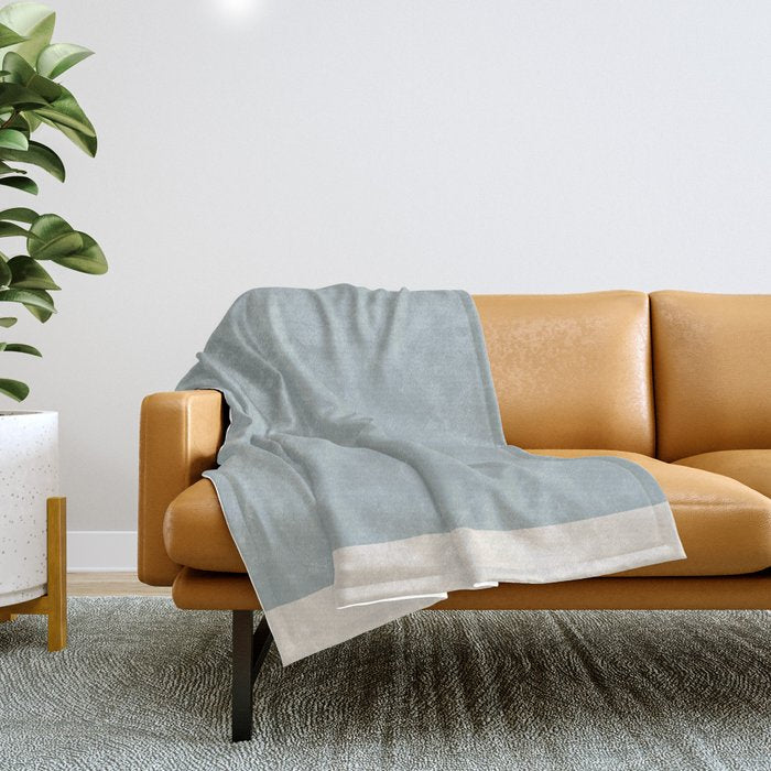 Minimalist Solid Color Block in Light Blue-Gray and Cream  Throw Blanket Gallery Image 1