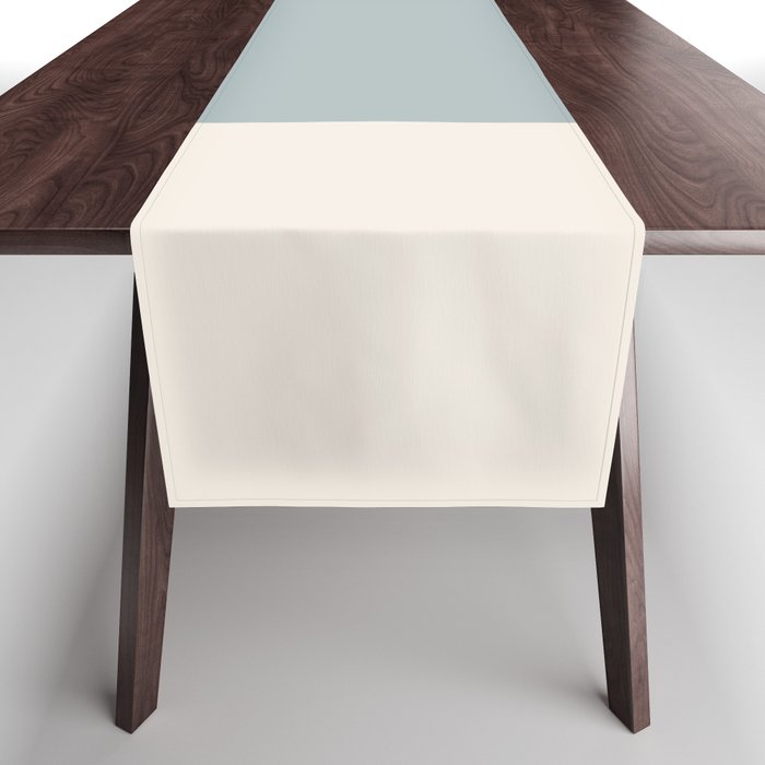 Minimalist Solid Color Block in Light Blue-Gray and Cream  Table Runner Gallery Image 1