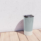 Minimalist Solid Color Block in Light Blue-Gray and Cream  Travel Mug Gallery Image 4