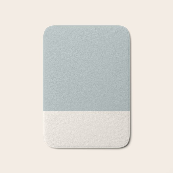 Minimalist Solid Color Block in Light Blue-Gray and Cream  Bath Mat Gallery Image 1