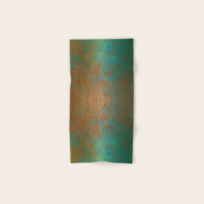 Vintage Teal and Copper Rust Bath Towel Gallery Image 1