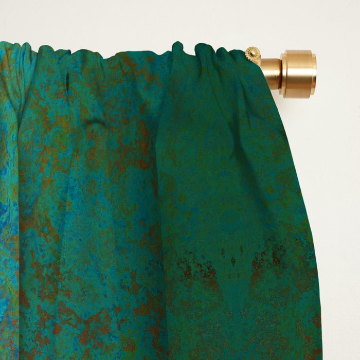Vintage Teal and Copper Rust Window Curtain Gallery Image 2