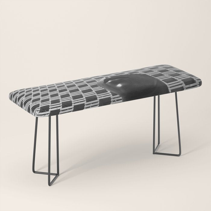 Pieces of You, Stark Modern Architecture and Male Sculpture black and white art photography Bench Gallery Image 1