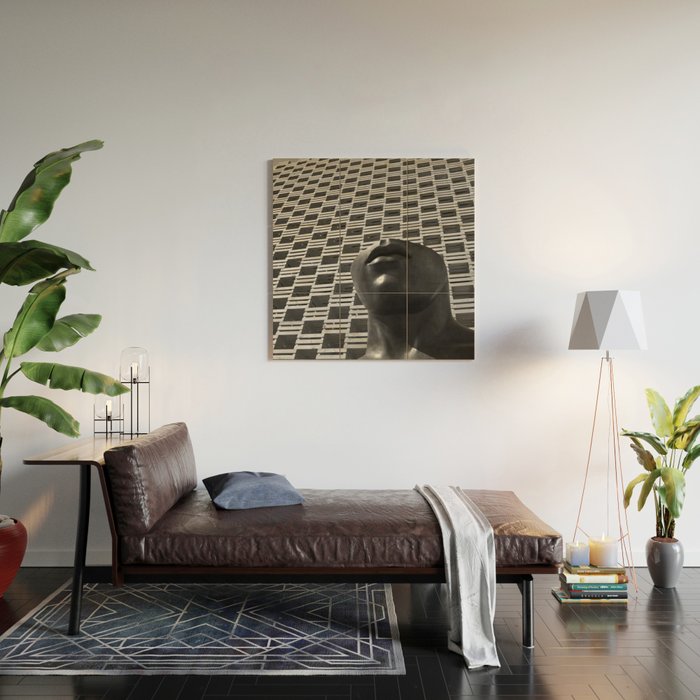 Pieces of You, Stark Modern Architecture and Male Sculpture black and white art photography Wood Wall Art Gallery Image 2