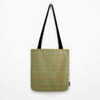 Irregular Plaid Pattern in Retro Olive Green Celadon Orange Tones Tote Bag Gallery Image 2