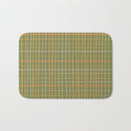 Irregular Plaid Pattern in Retro Olive Green Celadon Orange Tones Bath Mat Gallery Image 1