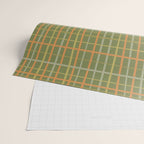Irregular Plaid Pattern in Retro Olive Green Celadon Orange Tones Wrapping Paper Gallery Image 2
