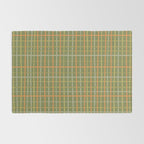 Irregular Plaid Pattern in Retro Olive Green Celadon Orange Tones Rug Gallery Image 2
