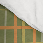 Irregular Plaid Pattern in Retro Olive Green Celadon Orange Tones Comforter Gallery Image 4