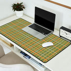Irregular Plaid Pattern in Retro Olive Green Celadon Orange Tones Desk Mat Gallery Image 2