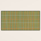 Irregular Plaid Pattern in Retro Olive Green Celadon Orange Tones Desk Mat Gallery Image 3