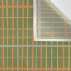 Irregular Plaid Pattern in Retro Olive Green Celadon Orange Tones Wall Tapestry Gallery Image 3