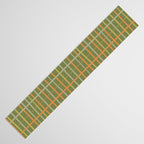 Irregular Plaid Pattern in Retro Olive Green Celadon Orange Tones Table Runner Gallery Image 3