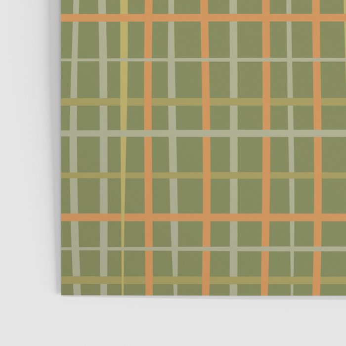 Irregular Plaid Pattern in Retro Olive Green Celadon Orange Tones Poster Gallery Image 3