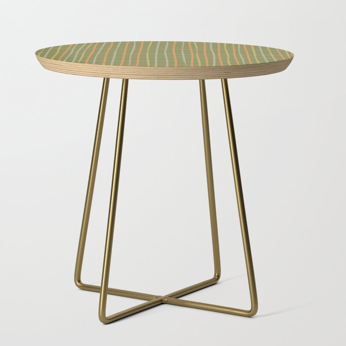 Irregular Plaid Pattern in Retro Olive Green Celadon Orange Tones Side Table Gallery Image 1