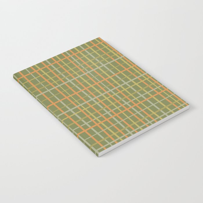 Irregular Plaid Pattern in Retro Olive Green Celadon Orange Tones Notebook Gallery Image 2