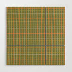 Irregular Plaid Pattern in Retro Olive Green Celadon Orange Tones Wood Wall Art Gallery Image 1