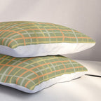 Irregular Plaid Pattern in Retro Olive Green Celadon Orange Tones Pillow Sham Gallery Image 3