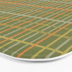 Irregular Plaid Pattern in Retro Olive Green Celadon Orange Tones Bath Mat Gallery Image 3